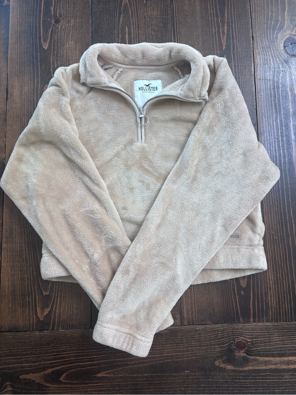 Hollister Plush Half-Zip Pullover in Beige